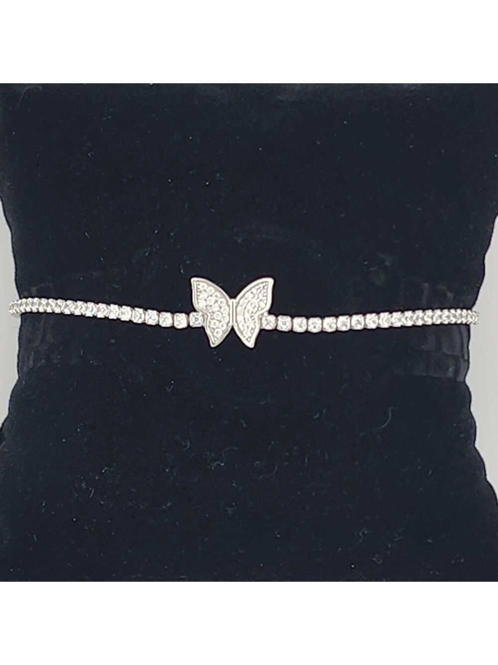 Elegant Butterfly Rhinestone Adjustable Bracelet Stamped 925